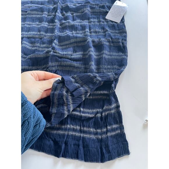 Ellos Dress Women 10 Blue Stripe‎ V Neck Tunic Shift Side Slit - Picture 8 of 8